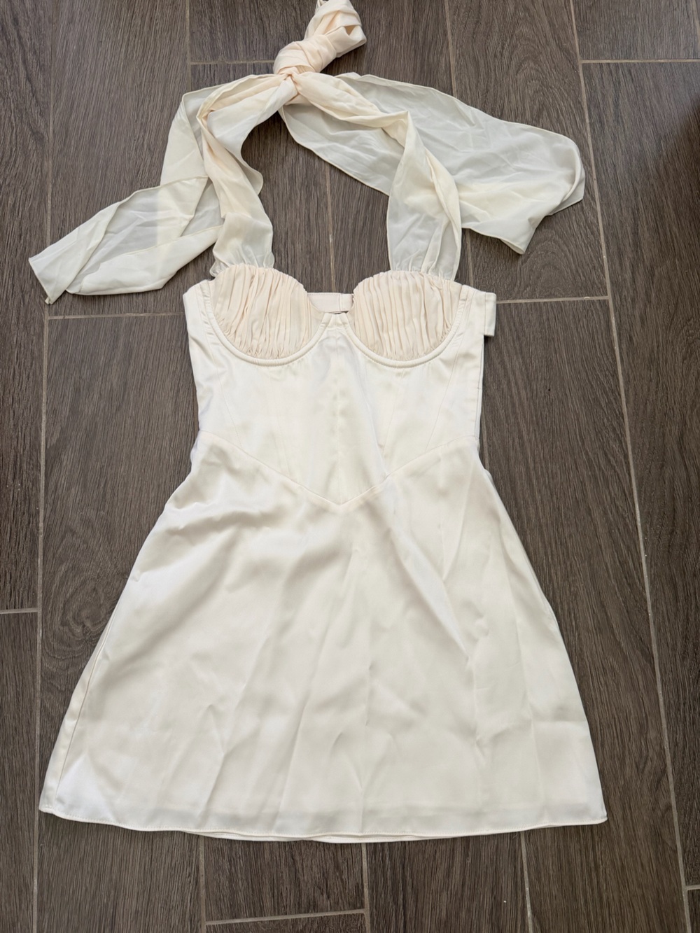 Oh Polly Cream Halter Mini Dress